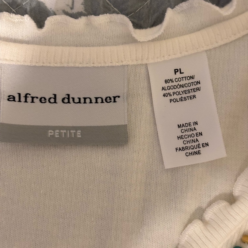 Alfred Dunner White Tee with Embellished Neckline - Picture 2 of 7